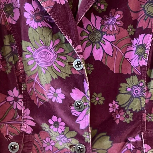 Anne Klein A Line Corduroy Flower Power Purple Jacket 12 - Picture 3 of 5